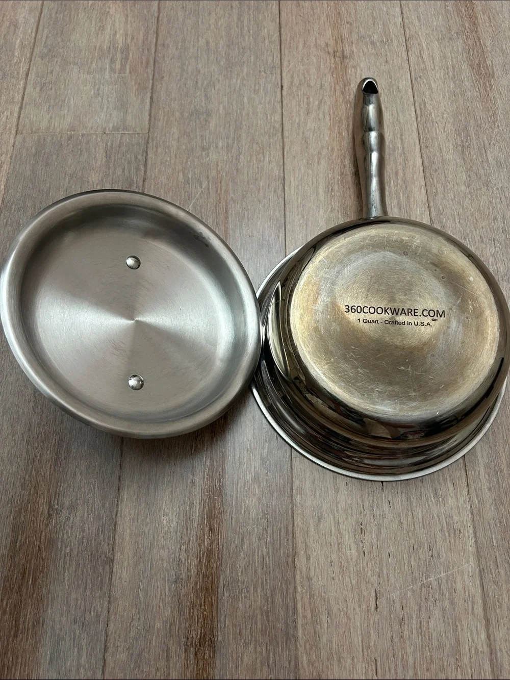360 cookware Stainless Steel Saucepan with Lid - Silver 1 quart